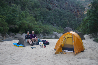 Camping on the banks of the Colo River.